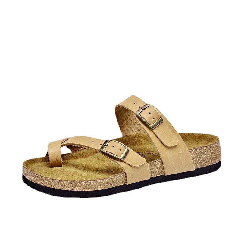 Women Open Toe Sandals Flats Large Size Flat Bottom Buckle Slippers