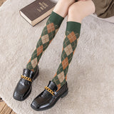 Winter Thick Knit Thigh High Socks Long Stockings Boot Fall Diamond Lattice Thigh High Socks Japanese Harajuku Socks