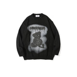 Mens Fall Outfits Black Bear Loose Long Sleeve Pullover Oversize Sweater Men's Fashion
