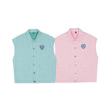Men Sweater Vest Simple Love Embroidered Frock Vest Coat Men's Loose Lapels Sleeveless Jacket Vest