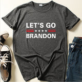 Let'S Go Brandon T Shirt English Letter Pattern Short Sleeve T-Shirt