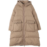 Women Winter Coats Puffer Jacket Down Coat Lightweight Down Jacket Ladies Hooded Mid-Length White Duck Down Coat