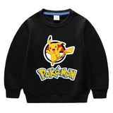 Children Pokemon Pikachu Hoodie Spring and Autumn Solid Color round Neck Sweater