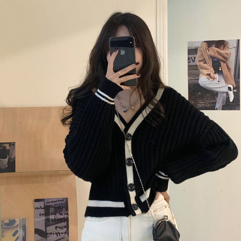 Preppy Aesthetic Sweater Knitted Coat Women's Spring Autumn Vintage Sweater