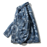 Denim Varsity Jacket Jacquard Denim Jacket Men's Spring and Autumn Loose plus-Sized Size Jacket