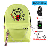 Stranger Things Hellfire Club Backpack Anime Peripheral Stranger Things Backpack Travel Bag USB Charging