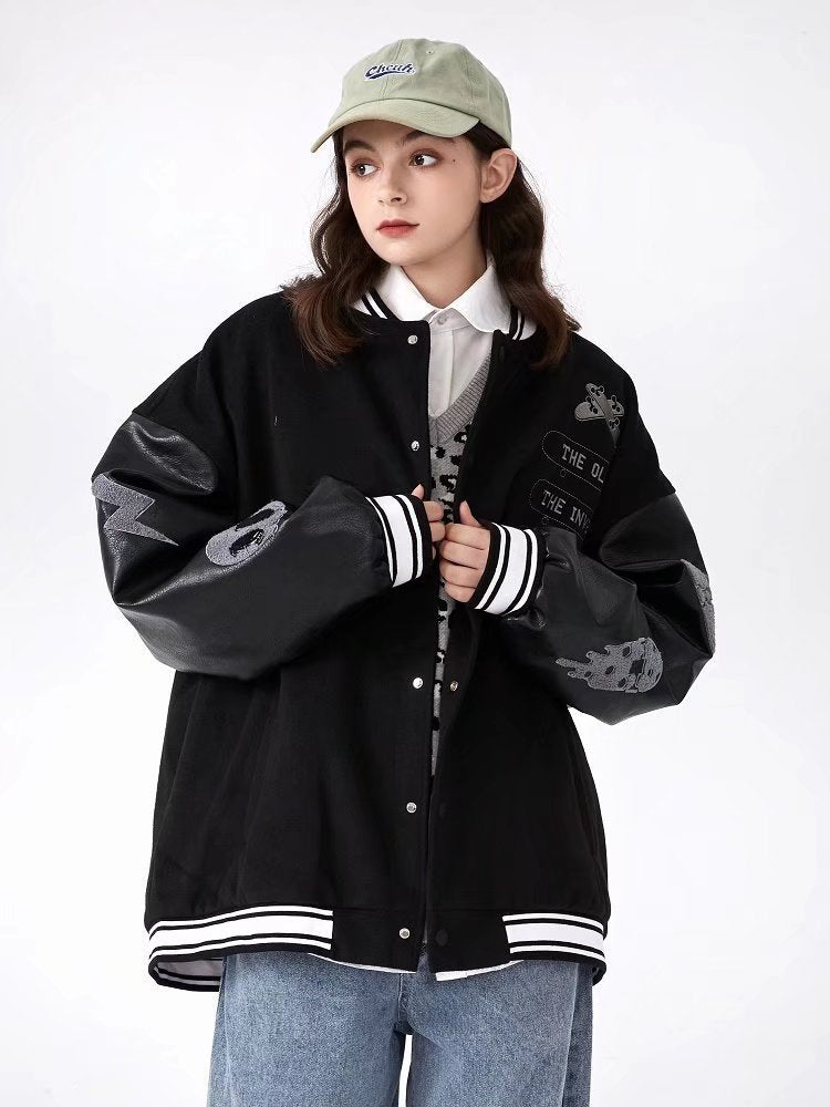 Cream Color Varsity Jacket Oversize Jacket Baseball Uniform