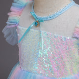 Toddler Girls Sequin Gown Dress Children 'S Clothing Girls' Rainbow Dress Middle And Big Children 'S Summer Gauze Dress