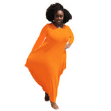 Nina Parker plus Size Dresses round Neck Long Sleeve Hem plus Size Dress