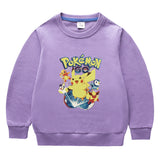 Children Pokemon Pikachu Hoodie Cotton Top Children's round Neck Bottoming Shirt