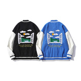 Baby Blue Varsity Jacket Baggy Coat Men's and Women's Jacket Spring Baseball Uniform