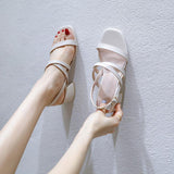 Nude Block Heels Sandals Women's Summer Mid Heel Chunky Heel Soft Bottom High Heel Shoes