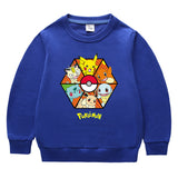 Children Pokemon Pikachu Hoodie round Neck Sweater Cotton Neutral