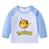 Children Pokemon Pikachu Hoodie Spring and Autumn Children's T-shirt round Neck