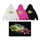 Mens Fall Outfits Letter Graffiti Couple Hooded Top Loose Street Hanging Shoulder Fleece Sweater
