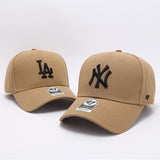 Dodgers and Yankees Baseball Cap 47brand Baseball Hat Men's Embroidered La Peaked Cap Khaki Casual Hat