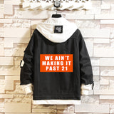 Comic Denim Jacket Printed Fashionable Loose Men's Hooded Jacket