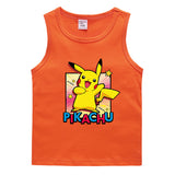 Children Pokemon Pikachu T Shirt Cotton Leisure Sports Sweat-Absorbent Vest