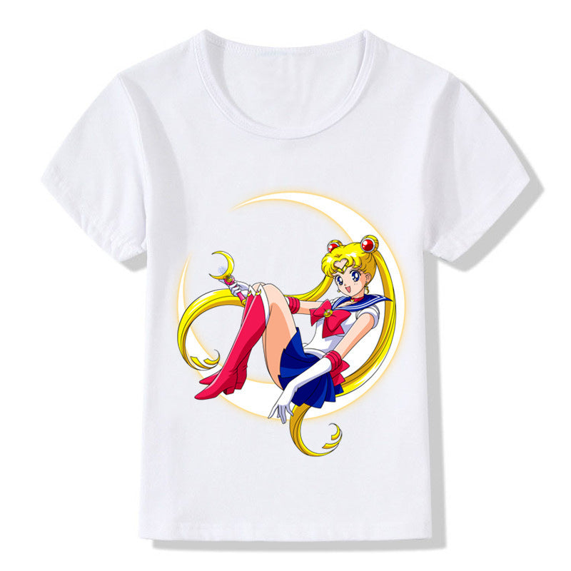 Children's Sailor Moon Summer Casual Cartoon Printed T-shirt