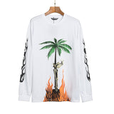 Palm Angels Hoodie Flame Skull Letter Long Sleeve T-shirt Men 'S Loose