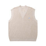 Men Sweater Vest Solid Color Sweater Vest Men's Loose V-neck Sleeveless Vest BF Lazy Sweater Coat