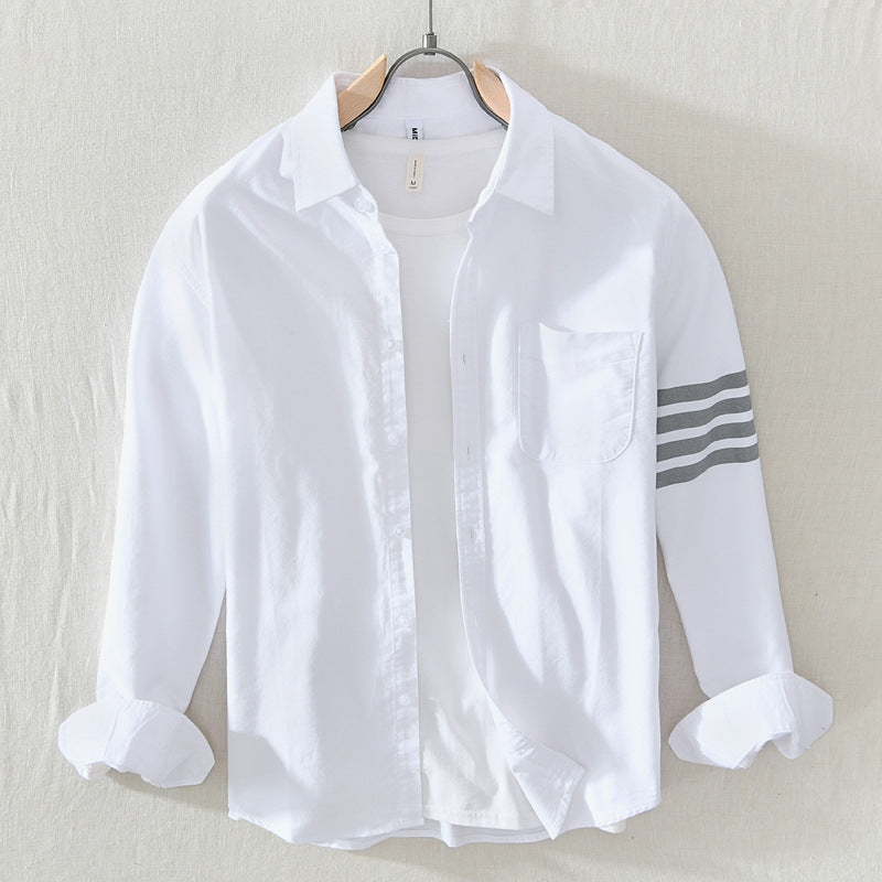 White Work Shirts Men's Casual White Long-Sleeved Shirt for Spring and Summer