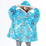 Hoodies Blankets Koala Pattern Hooded Suede Casual Lazy Blanket