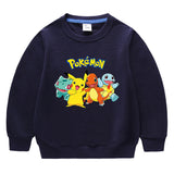 Children Pokemon Pikachu Hoodie Spring and Autumn Solid Color Cotton Sweater