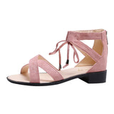 Nude Block Heel Peep Toe Sandals Roman Shoes