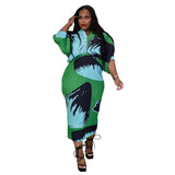 Nina Parker Graffiti Dress Batwing Sleeve Pleated Dress Reverse