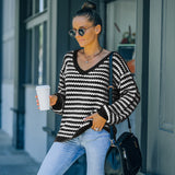 Women Fall Outfits Fall Winter Fashion V-neck Loose Slimming Sweater Pullover