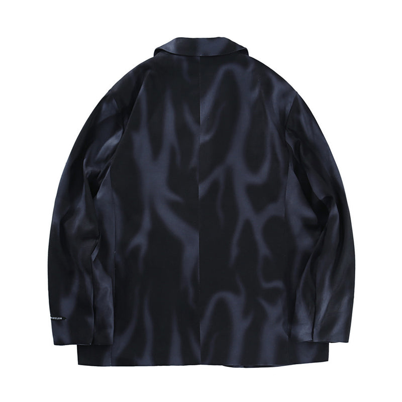 Men's Casual Suit Man Blzer Dark Tie-Dye Printed Blazer Men's Loose Lapels Single-Breasted Suit Jacket