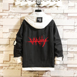 Comic Denim Jacket Printed Fashionable Loose Men's Hooded Jacket