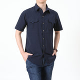 Men's Habit Shirts Spring Men's Solid Color Short Sleeve Slim Lapel Casual Men