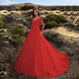 Lady Gaga Dress Long Sleeve Solid Color Lace Bridal Wedding Dress