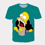 Homer Simpson Shirt Summer Print Casual Loose Short Sleeves