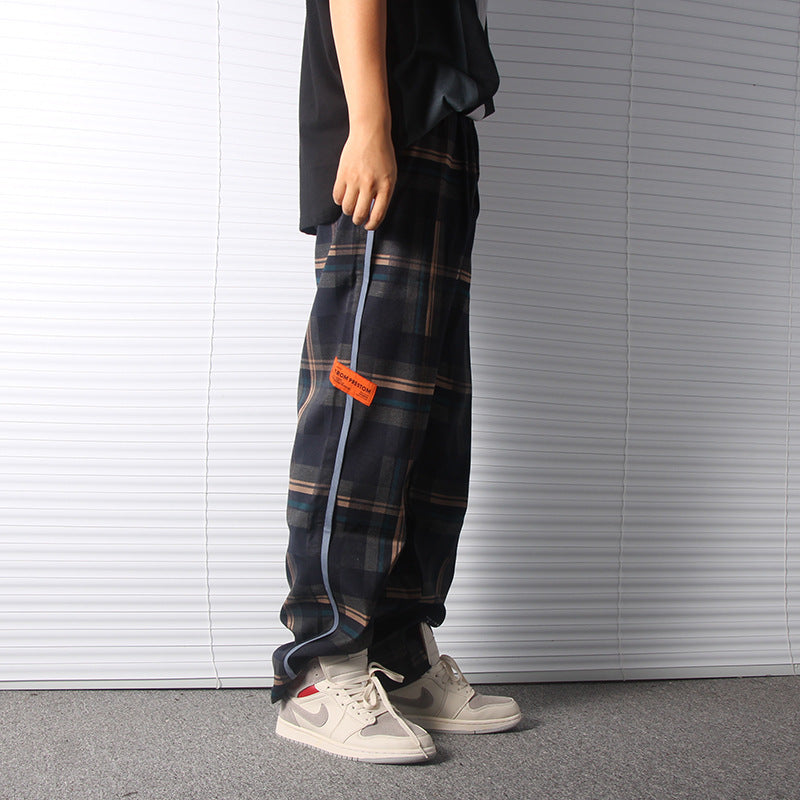 Men's Pants Vintage Plaid Pants Men's Loose Casual