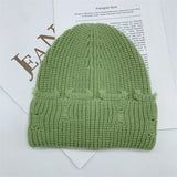 Toboggan Hat Autumn and Winter Knitted Woolen Cap Women's Warm Pullover Hat