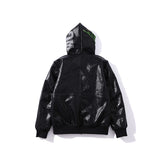 Shark Print Jacket Shark Head Little Dinosaur Embroidered Leather Jacket Men'S And Women'S Zipper Jacket