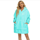 Hoodies Blankets Winter Fleece-Lined Thickened Lazy Blanket Solid Color Large Pocket Home