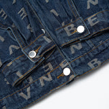 Men Denim Coat Jean Jackets Letter Full Jacquard Denim Jacket Men's Polo Collar Jacket Denim Jacket