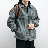 Men Denim Jacket Vintage Denim Jacket Men's Autumn and Winter Leisure Top