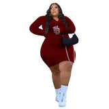 Nina Parker plus Size Dresses Solid Color Zipper Dress Casual