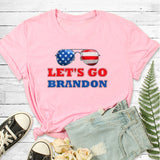 Let'S Go Brandon T Shirt Glasses Printed Short Sleeve Men'S And Women'S Tops
