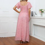 Olivia Wilde Dress Fashionable Sexy Dress Sequined Short Sleeve Backless Dress