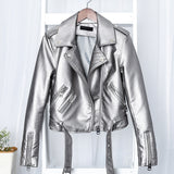 Women PU Leather Jacket Biker Motorcycle Coat Spring Leather Punk Leather Short Chic Coat