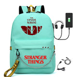 Stranger Things Hellfire Club Backpack Stranger Things Printed USB Backpack Student School Bag