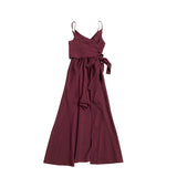 Mauve Dress Summer Fashion V-neck Lace-up Suspender Jumpsuit Suspender Dress for Women