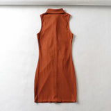 90S Outfits Spring and Summer Retro Hot Girl Fashionable Lapel Single Breasted Sexy Women's Dress