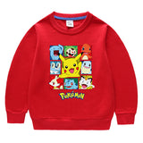 Children Pokemon Pikachu Hoodie round Neck Sweater Cotton Neutral